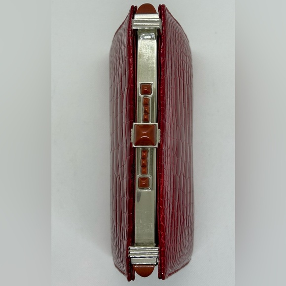 Judith Leiber Red Alligator Crocodile Clutch Shoulder Bag VERY RARE - Picture 6 of 12